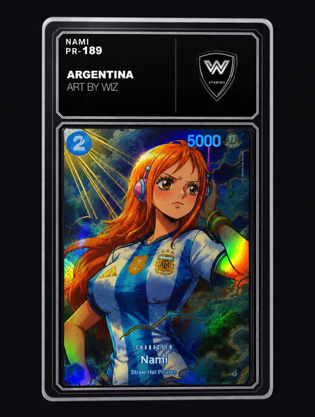 No.00189 Nami One Piece 1/1 Custom Art By Wiz Argentina  World Cup Edition