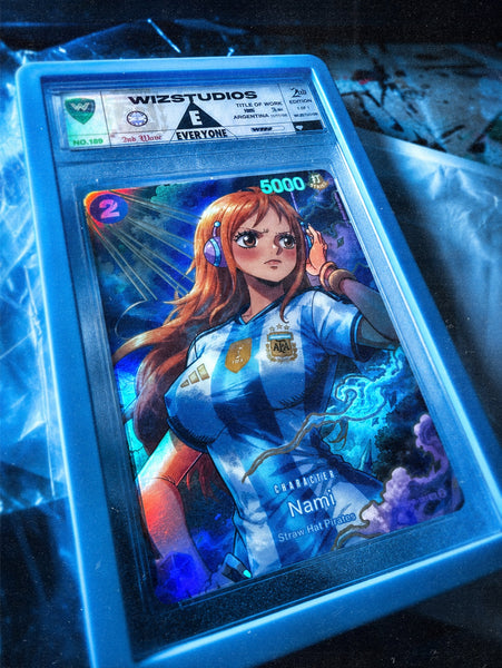 No.00189 Nami One Piece 1/1 Custom Art By Wiz Argentina  World Cup Edition