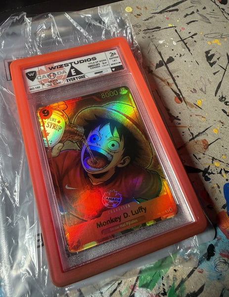 No.00192Monkey D.Luffy One Piece 1/1 Art By Wiz  Canada World Cup Edition Custom Card