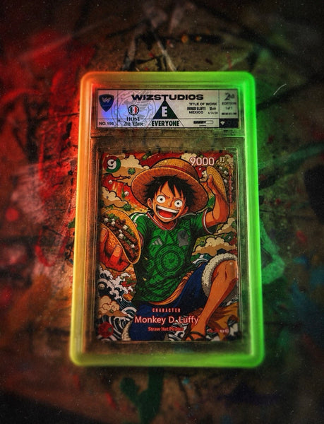 No.00195 Monkey D.Luffy  One Piece 1/1 Art by Wiz Custom Mexico World Cup Edition Card