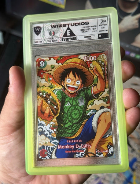No.00195 Monkey D.Luffy  One Piece 1/1 Art by Wiz Custom Mexico World Cup Edition Card