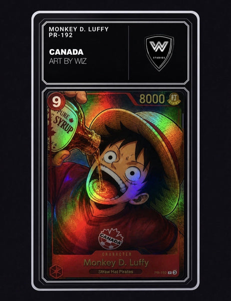 No.00192Monkey D.Luffy One Piece 1/1 Art By Wiz  Canada World Cup Edition Custom Card