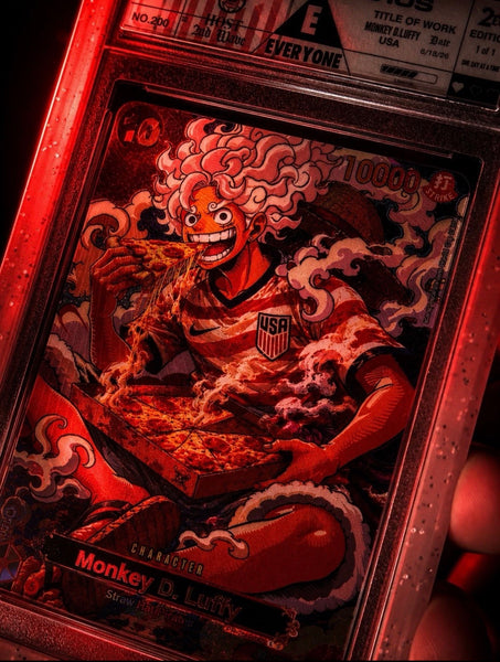 No.00200 Monkey D.Luffy  gear 5 One Piece 1/1 Art by Wiz Custom USA World Cup Edition Card