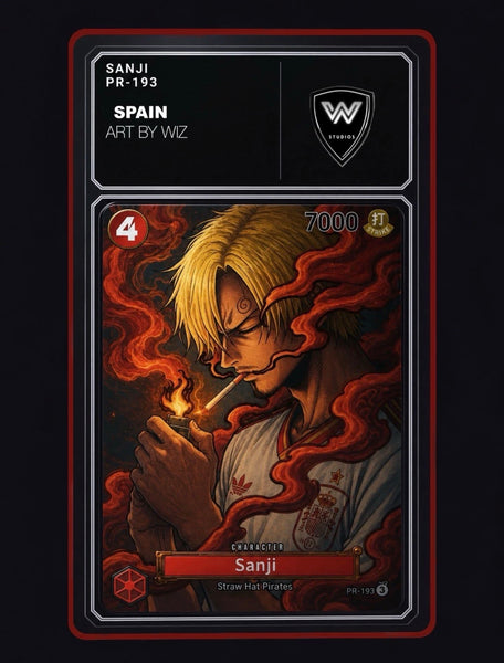 No.00193 Sanji One Piece 1/1 Art By Wiz Spain World Cup Edition Custom Card