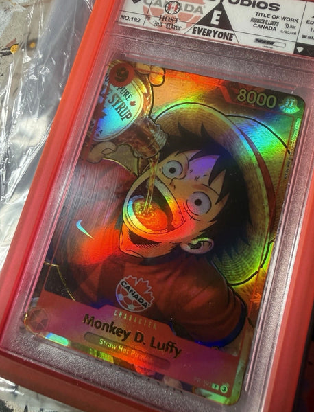 No.00192Monkey D.Luffy One Piece 1/1 Art By Wiz  Canada World Cup Edition Custom Card