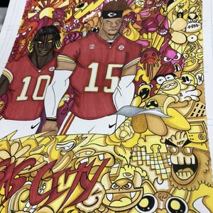 Kansas City Superbowl Custom Art Patrick Mahomes and Tyreek Hill - Walter Ivan Zamora 