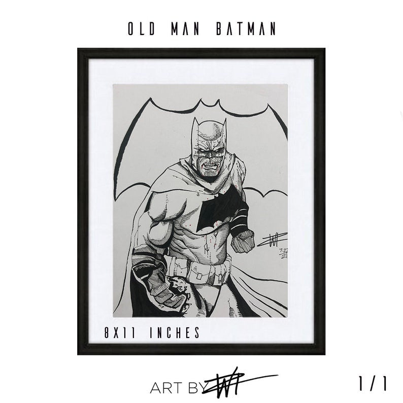 Old Man Batman Custom Sketch Collectible art by WIZ - Walter Ivan Zamora 