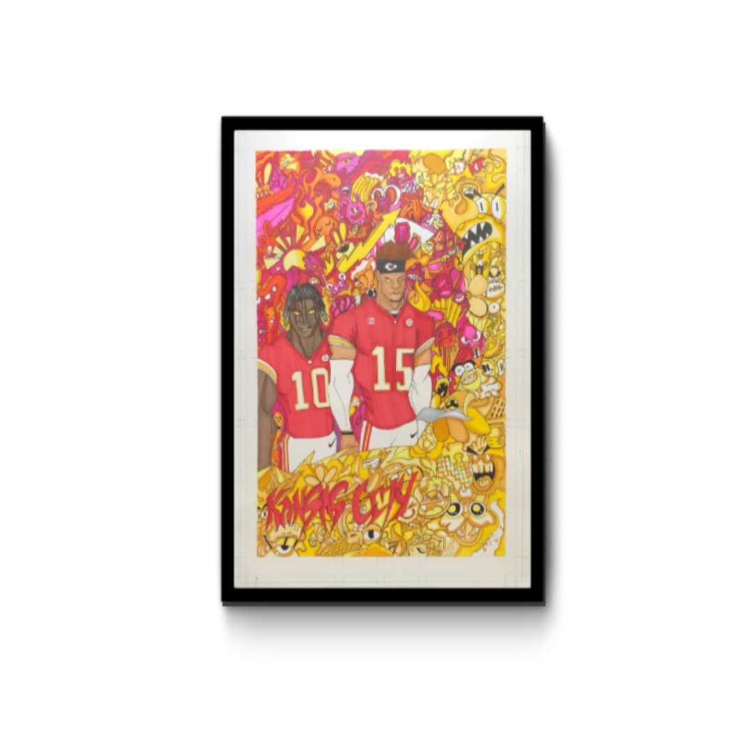 Kansas City Superbowl Custom Art Patrick Mahomes and Tyreek Hill - Walter Ivan Zamora 